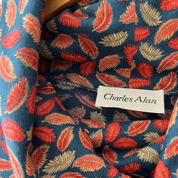 Vintage Charles Alan Belted Leaf Print Cottagecore Twee Dress Small - Picture 4 of 6